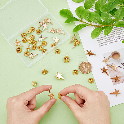 SUPERFINDINGS 30Pcs Star Alloy Brooches AJEW-FH0004-31A-1