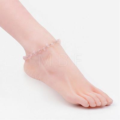 Natural Gemstone Chip Beaded Anklets AJEW-AN00175-1