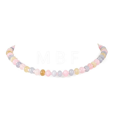 Macaron Color Dyed Natural White Jade Rondelle Beaded Necklaces with Glass Seed Beads for Women NJEW-JN06593-01-1