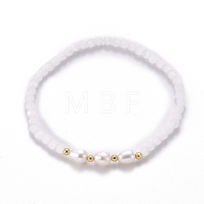 Faceted Glass Bead Stretch Bracelets BJEW-JB05488-02-1