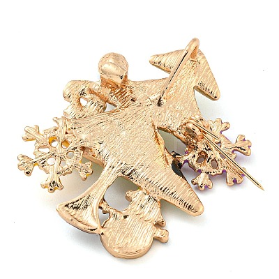 Christmas Theme Golden Zinc Alloy with Rhinestone Brooches JEWB-B018-01G-04-1