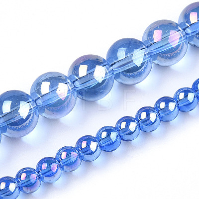 Electroplate Transparent Glass Beads Strands GLAA-T032-T8mm-AB04-1