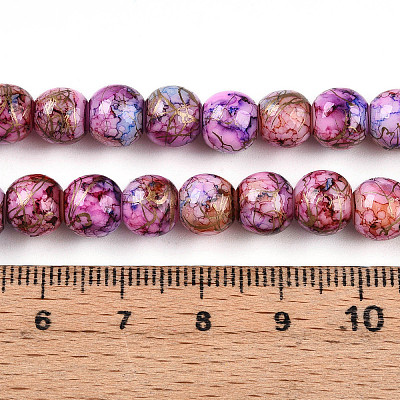 Baking Paint Glass Beads Strands DGLA-N003-8mm-B03-1