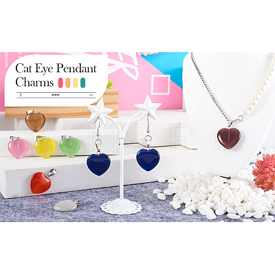 Cheriswelry 20Pcs 10 Colors Cat Eye Pendants G-CW0001-10-1