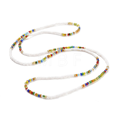 Glass Seed Beaded Elastic Waist Bead Chains NJEW-C00021-02-1