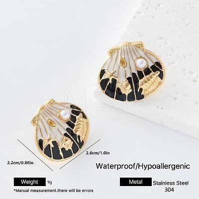 304 Stainless Steel Enamel Stud Earrings for Women VU1014-4-1