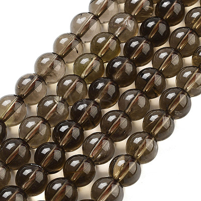 Natural Smoky Quartz Round Beads Strands G-E329-10mm-38-1