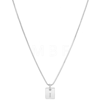 1Pc Stainless Steel Letter Rectangle Pendant Necklaces NJEW-LP0001-34I-P-1