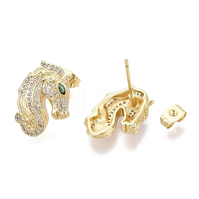 Brass Micro Pave Cubic Zirconia Stud Earrings EJEW-Q033-01G-1