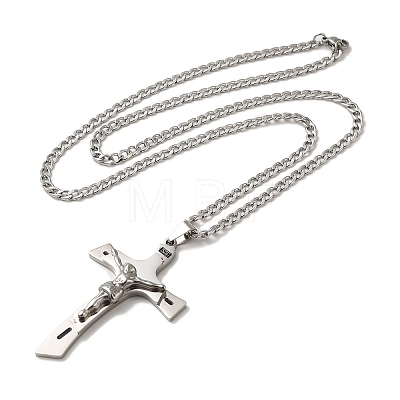 Cross with Jesus Pendant Necklaces NJEW-C043-02P-1