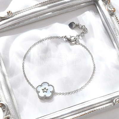 304 Stainless Steel Cable Chain Charm Bracelets for Women BJEW-U024-03P-02-1