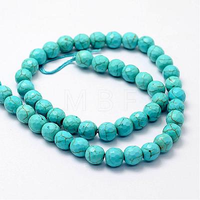 Faceted Synthetical Turquoise Beads Strands G-F382-8mm-01-1