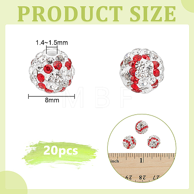 20Pcs Handmade Polymer Clay Rhinestone Beads CLAY-OC0001-12A-1