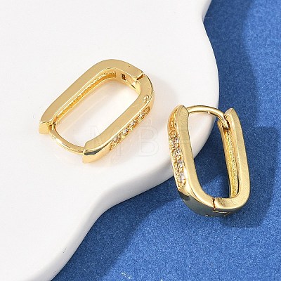 Rectangle Brass Cubic Zirconia Hoop Earrings EJEW-A156-16A-G-1