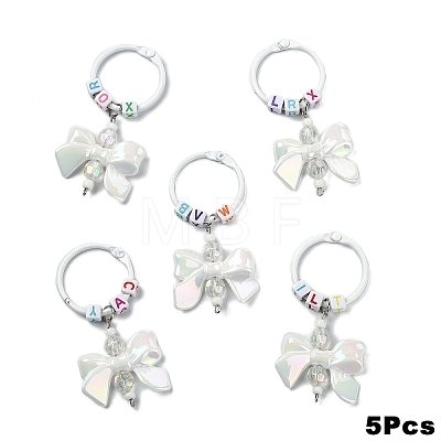5Pcs Acrylic & Glass Seed Pendant Decorations HJEW-YW00327-03-1