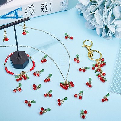 40Pcs Glass & Acrylic Beaded Charms FIND-SZ0003-73-1