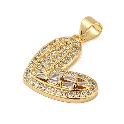 Rack Plating Brass & Clear Cubic Zirconia Pendants KK-S372-28G-1