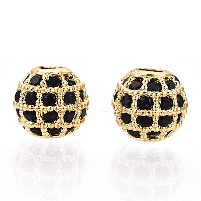 Rack Plating Brass Cubic Zirconia Beads ZIRC-S001-6mm-B02-1