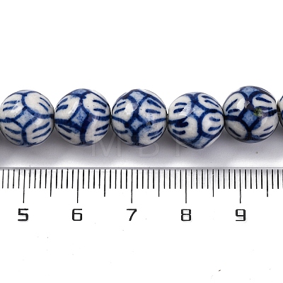 Handmade Blue and White Porcelain Beads Strands PORC-I027-03A-1