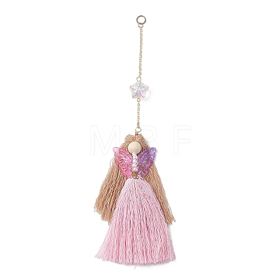 Cotton & Glass Angel Pendant Decorations HJEW-JM04649-1