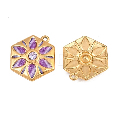 304 Stainless Steel Enamel & Rhinestone Pendants LS-STAS-G398-26G-03-1
