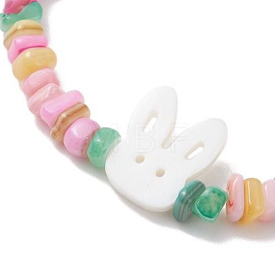 Natural Freshwater Shell Chip  Beads Stretch Bracelets for Girl BJEW-JB13097-1