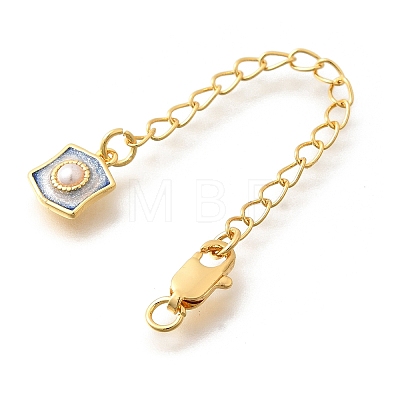 Brass ABS Imitation Pearl Ends with Chain KK-K398-10G-1