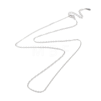Anti-Tarnish Rhodium Plated 925 Sterling Silver Flat Cable Chain Necklace NJEW-A011-01C-P-1