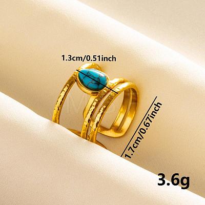 Teardrop Synthetic Turquoise Finger Rings QT3031-5-1