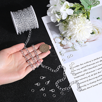 DIY Aluminium Curb Chains Bracelet Necklace Making Kit DIY-SP0001-13B-S-1