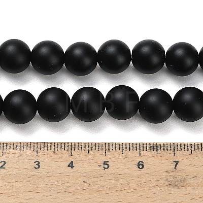 Natural Black Onyx(Dyed & Heated) Beads Strands G-Z024-01B-10mm-1