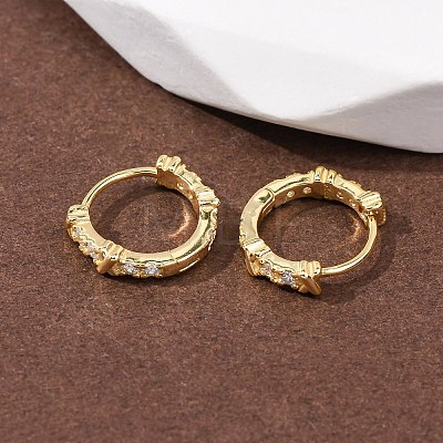 Ring with Letter X 925Sterling Silver Micro Pave Clear Cubic Zirconia Hoop Earrings for Women EJEW-K317-03G-1