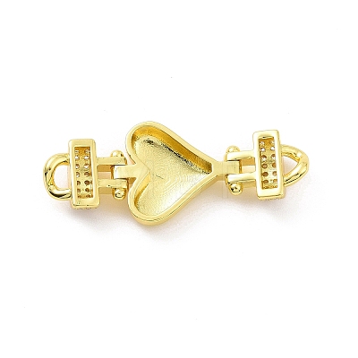 Eco-friendly Rack Plating Brass Micro Pave Clear Cubic Zirconia Connector Charms KK-F843-05G-1