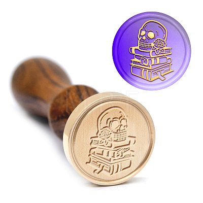 Brass Wax Seal Stamp with Handle AJEW-WH0184-1063-1