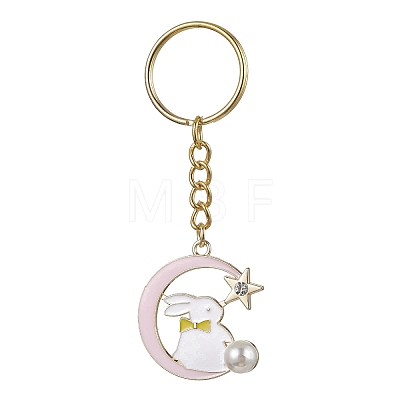 Moon with Rabbit Alloy Enamel Pendant Keychain KEYC-JKC00623-04-1