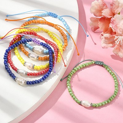 6Pcs 6 Colors Glass Seed Bead Bracelets BJEW-JB09991-1