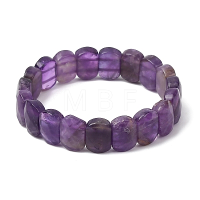 Natural Amethyst Beaded Stretch Bracelets for Unisex G-K303-01E-1