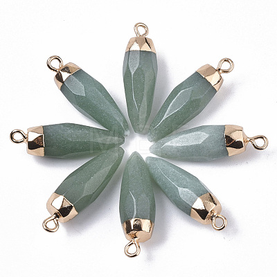 Top Golden Plated Natural Aventurine Pointed Pendants G-S359-078B-1