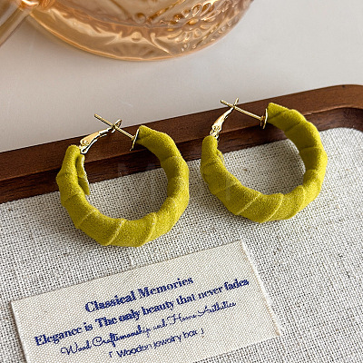 C-Shaped Alloy Velvet Hoop Earrings FS-WG0AD43-02-1