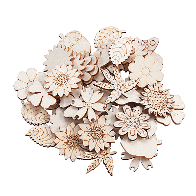 100Pcs Unfinished Wood Piece Decorations WOOD-CJ0001-54-1