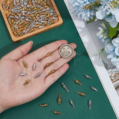 120Pcs 10 Styles Tibetan Style Zinc Alloy Gourd Shaped Connector Charms FIND-PH0038-29-1