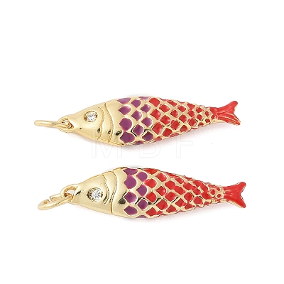 Brass Enamel Pendants KK-B148-14G-05-1