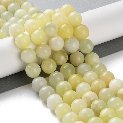 Natural New Jade Stone Round Bead Strands G-O039-16-8mm-01-1