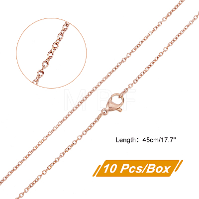 PVD Vacuum Plating Classic Plain 304 Stainless Steel Mens Womens Cable Chain Necklaces STAS-UN0017-38RG-B-1