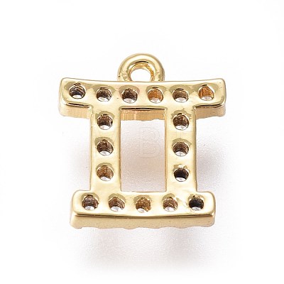 Golden Plated Brass Micro Pave Cubic Zirconia Charms X-ZIRC-L075-51H-1