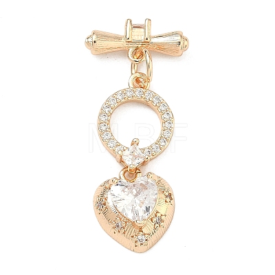 Brass Micro Pave Clear Cubic Zirconia Toggle Clasps KK-F934-05G-1