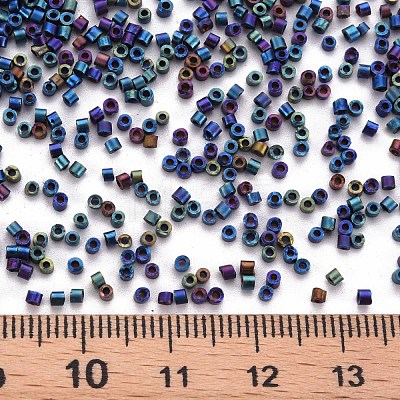 Frosted Plated Glass Cylinder Beads SEED-S047-F-001-1