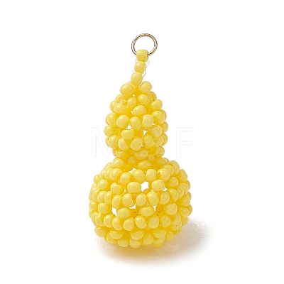 Glass Seed Beaded Pendants PALLOY-MZ01355-1