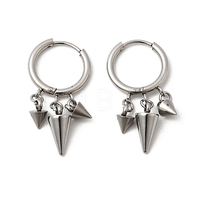 Cone 304 Stainless Steel Chandelier Earrings EJEW-L309-02C-P-1