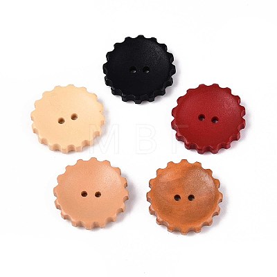 Spray Painted Natural Wood Buttons WOOD-T032-34M-1